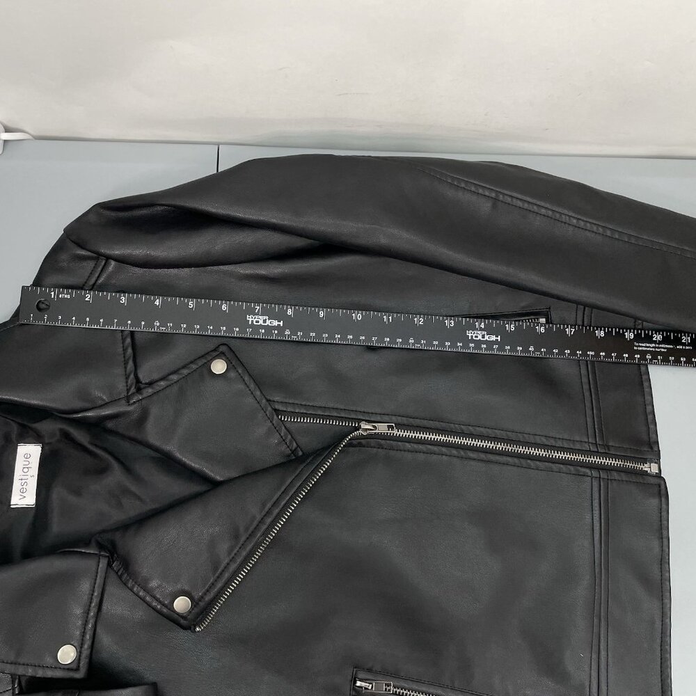 Vestique Faux Leather Jacket Biker Moto Motorcycle Zip Black Womens S - Picture 8 of 11